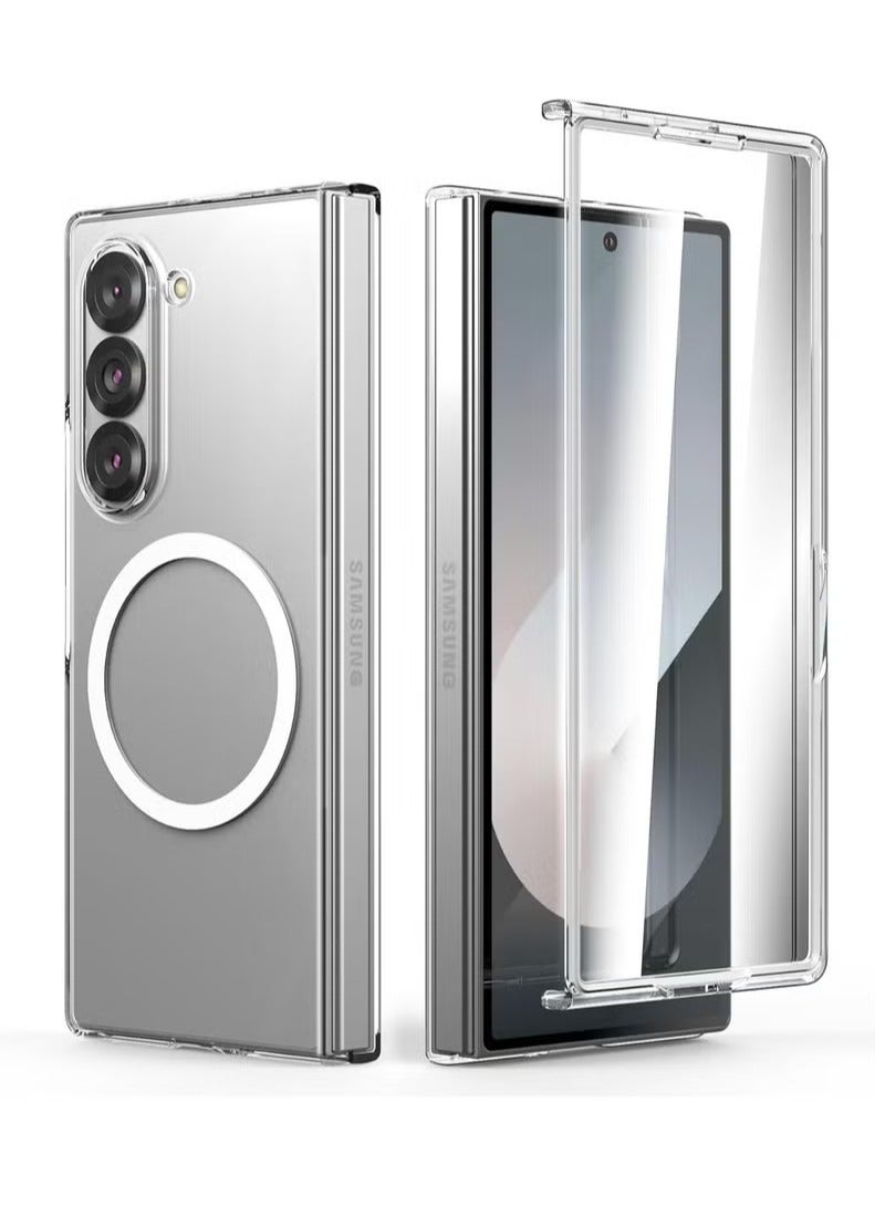 أوميكسبرو جراب شفاف لهاتف Samsung Galaxy Z Fold 6، متوافق مع MagSafe، جراب مغناطيسي شفاف مقاوم للصدمات ومقاوم للاصفرار لهاتف Galaxy Z Fold 6 5G - Image 2