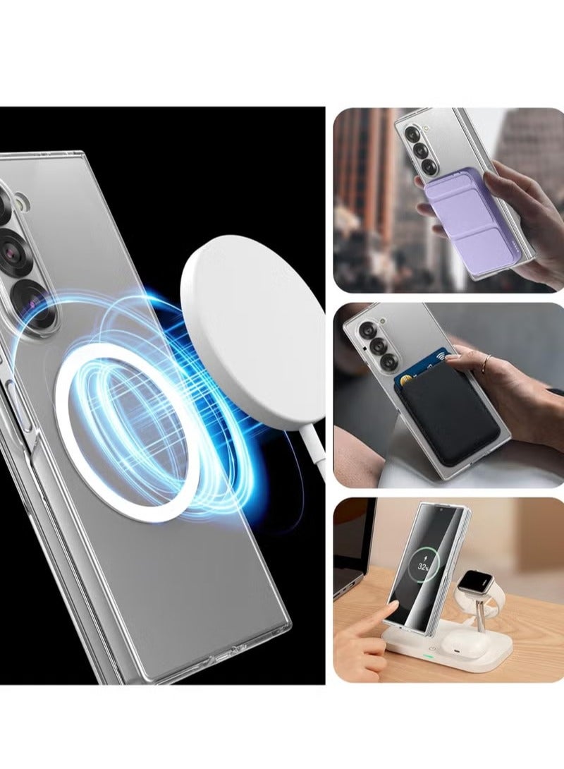 أوميكسبرو جراب شفاف لهاتف Samsung Galaxy Z Fold 6، متوافق مع MagSafe، جراب مغناطيسي شفاف مقاوم للصدمات ومقاوم للاصفرار لهاتف Galaxy Z Fold 6 5G - Image 5