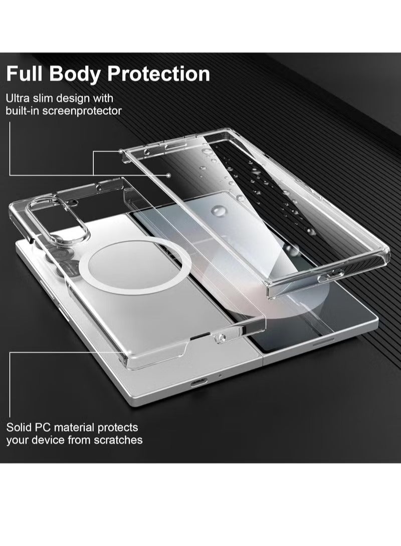 أوميكسبرو جراب شفاف لهاتف Samsung Galaxy Z Fold 6، متوافق مع MagSafe، جراب مغناطيسي شفاف مقاوم للصدمات ومقاوم للاصفرار لهاتف Galaxy Z Fold 6 5G - Image 3