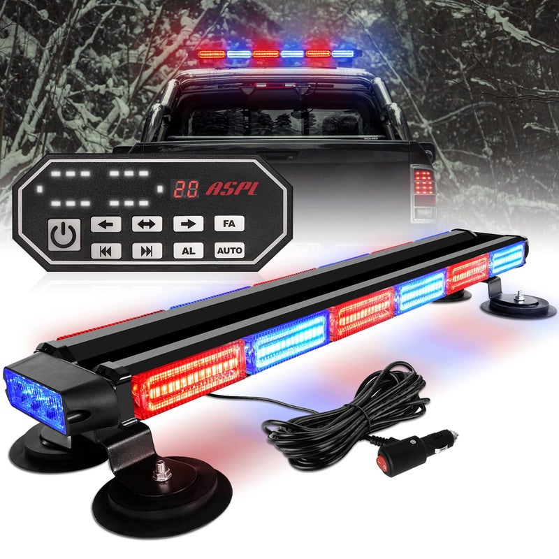 ASPL 26inch 126 LED Emergency Rooftop Strobe Lights Bar wController Double Side Warning Hazard Snow Plow Flashing Light Traffic Advisor Safety Light for Work Trucks Vehicles Tow PickupRedBlue