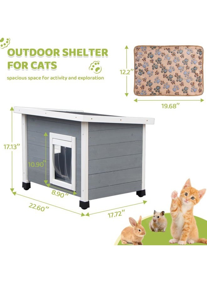 Agitree Outdoor Wooden Pet House, Weatherproof Winter Shelter for Dogs and Cats, Elevated Design with Window (Yellow, 22.56 * 17.71 * 16.73) - Image 5