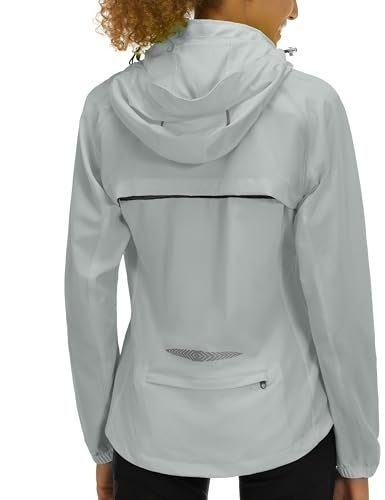 Little Donkey Andy Women's Lightweight Waterproof Cycling Jacket with Removable Sleeves & Hood for Biking Running Golf Light Gray M - Image 1