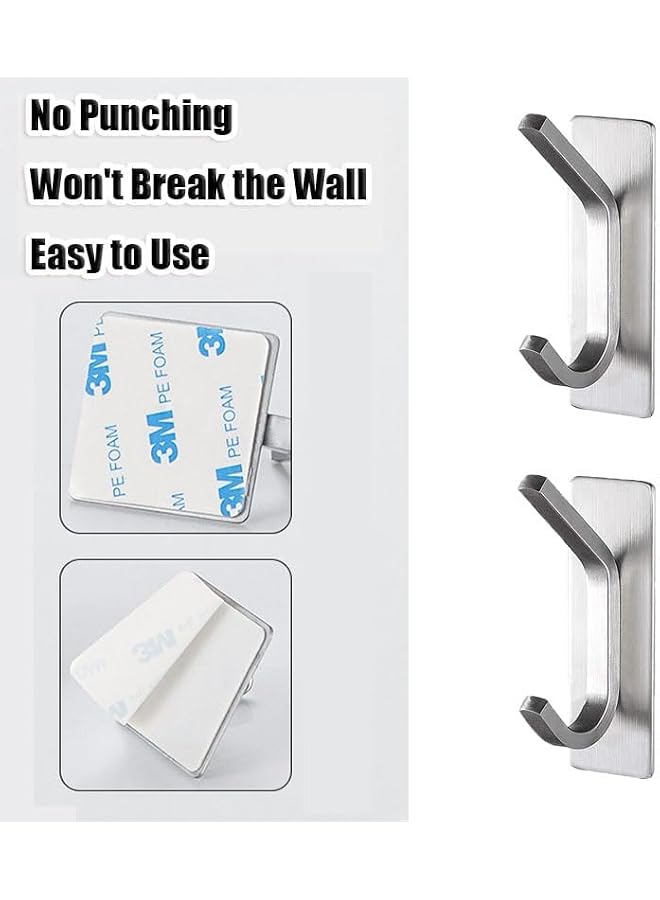 S-TOP 4 Pack Self Adhesive Hooks, Stainless Steel Heavy Duty Hooks for Hanging - Image 2
