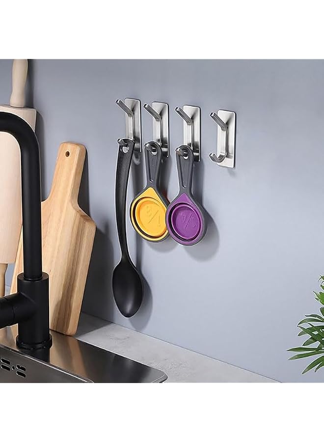 S-TOP 4 Pack Self Adhesive Hooks, Stainless Steel Heavy Duty Hooks for Hanging - Image 5