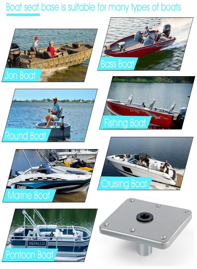 CLLOMAGY Boat Seat Base,Boat Seat Pedestal for 3/4" Boat Seat Pin Post Socket, 7" x 7" Aluminum Marine Boat Seat Pedestal Base Bracket for Most Marine Fishing Pontoon Boat Seat Mount - Image 4