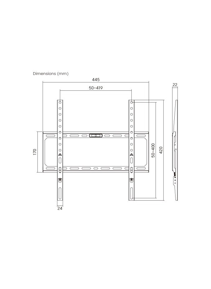 نيوستار حامل جداري ثابت نحيف لتلفزيون Newstar KL37-44F مقاس 32–75″ LED / LCD / منحنٍ – بروفايل 22 مم فقط – يتحمل حتى 45 كجم – متوافق مع VESA حتى 419×400 مم - Image 3