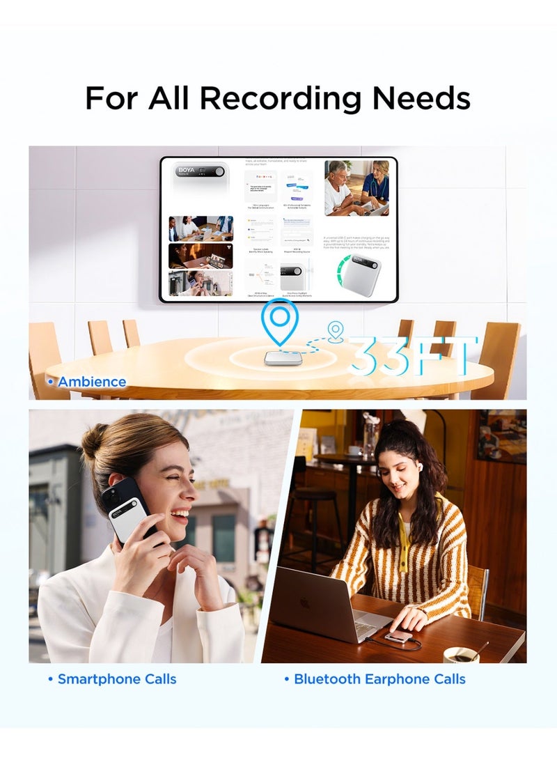بويا BOYA Notra Sliver AI Voice Recorder، ملخص ذكي، تخزين 64 جيجا بايت، مزامنة سحابة آمنة، 140+ لغة، جهاز ملاحظات الذكاء الاصطناعي متوافق مع MagSafe للاجتماعات والمحاضرات والمقابلات - Image 3
