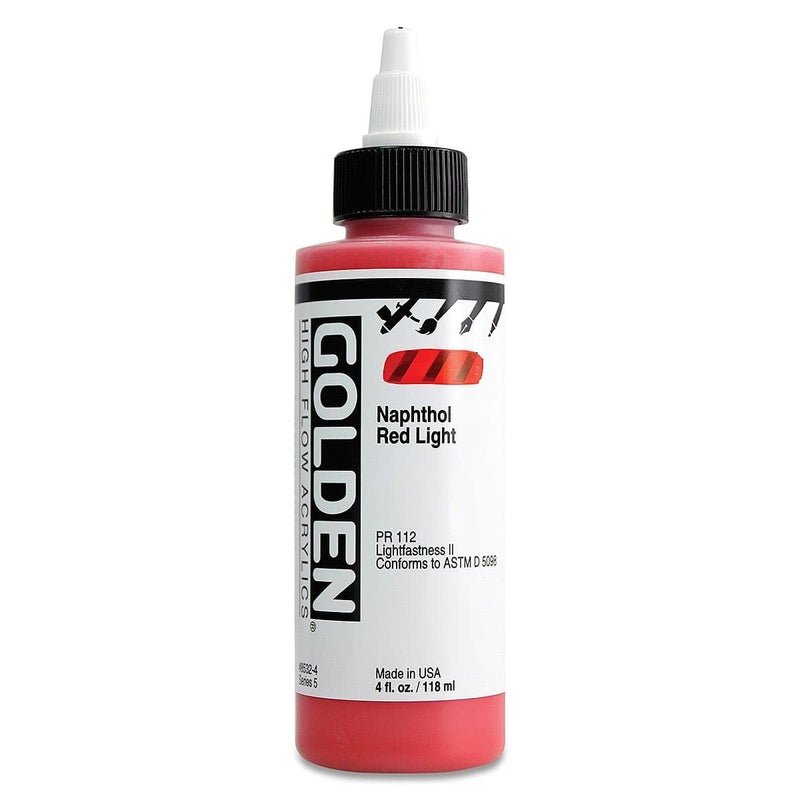 GOLDEN High Flow Acrylics Naphthol Red Light 4 fl oz Bottle Professional Acrylic PaintSemiOpaque