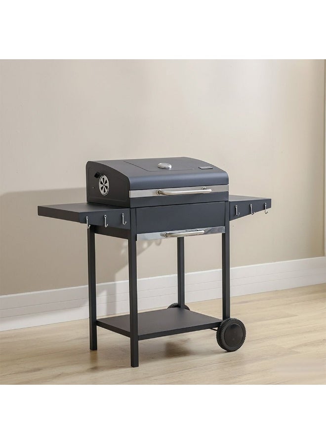 DANUBE HOME شواية فحم إنفيرنو الأصلية، شواية باربكيو خارجية قوية لتحضير الطعام في الحديقة والفناء، رف فحم وشواية فحم من الصلب لتحضير الطعام في الحديقة والفناء والحديقة الخلفية - تشطيب فولاذي أسود - Image 1