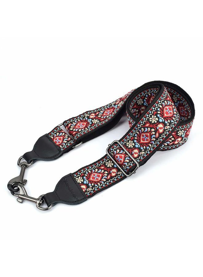 CLOUDMUSIC Banjo Strap Jacquard Woven With Leather Ends And Metal Clips red CM-BJ03 - Image 4