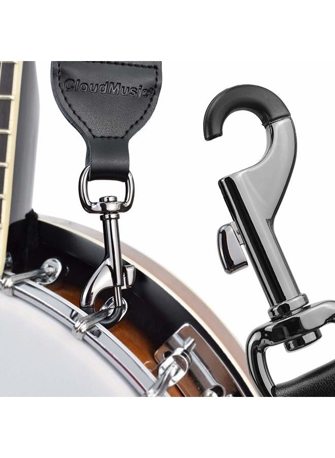 CLOUDMUSIC Banjo Strap Jacquard Woven With Leather Ends And Metal Clips red CM-BJ03 - Image 5