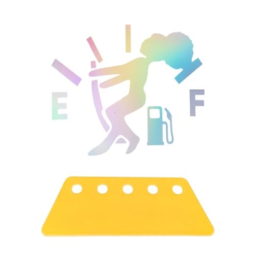 Augeny Funny Car Fuel Tank Sticker EF Logo Waterproof High Gas Consumption Decal Universal Vehicle Fuel Gage Empty Stickers Decor Suitable for Car Truck Motorcycle SUV Hair Female Colourful - Image 1