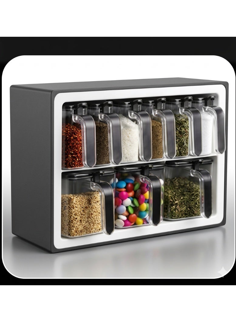 Wall and Table-Mountable Spice Container Set, 12 Pieces