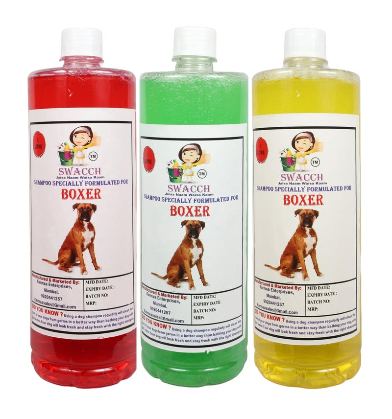 SWACCH Shampoo Specially FORMULATED for Boxer (1 Litre) (Combo Pack of 3) Lemon, Jasmine & NEEM ALOVERA - Image 1