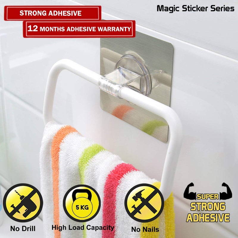 HOKIPO Magic Sticker Series Self-Adhesive Plastic Towel Holder Hanger, White - Image 2