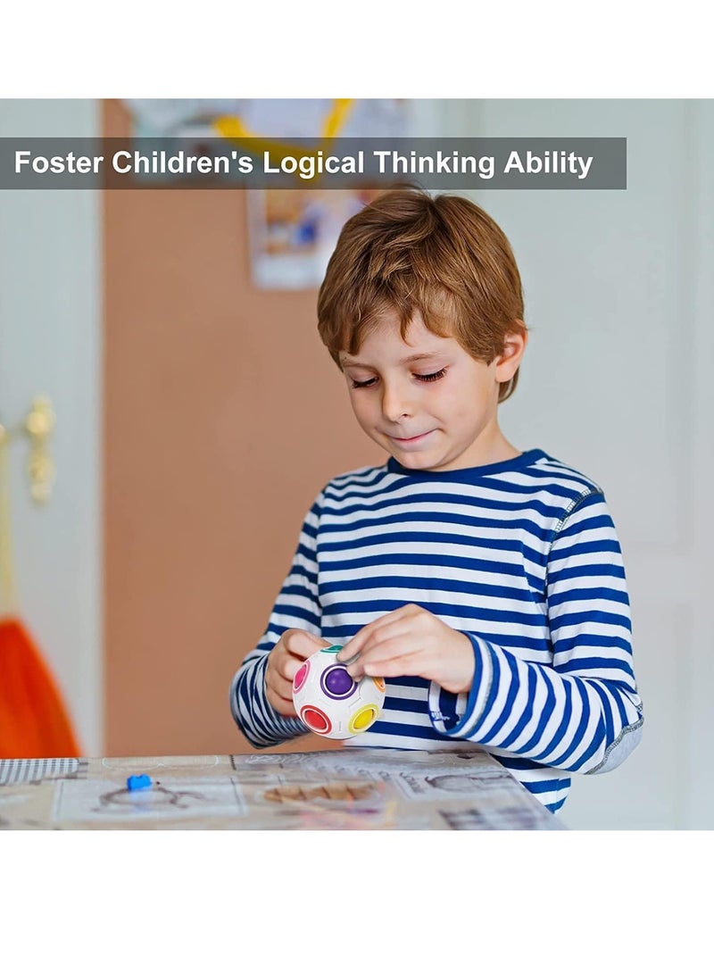 DURKU 2 Sets Magic Rainbow Ball, Fidget Toy Stress Reliever Magic Ball Brain Teaser, Color-Matching Game, Educational Toy For Kids & Adults, White - Image 5