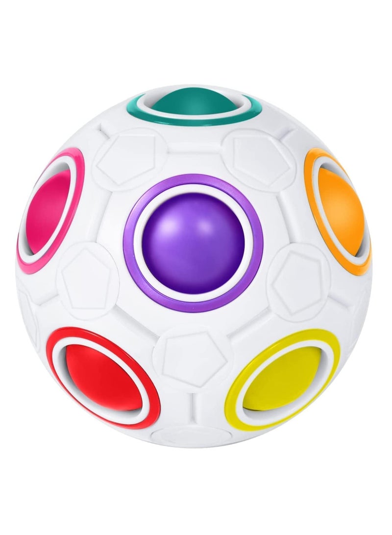 DURKU 2 Sets Magic Rainbow Ball, Fidget Toy Stress Reliever Magic Ball Brain Teaser, Color-Matching Game, Educational Toy For Kids & Adults, White - Image 1