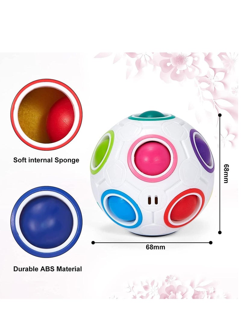 DURKU 2 Sets Magic Rainbow Ball, Fidget Toy Stress Reliever Magic Ball Brain Teaser, Color-Matching Game, Educational Toy For Kids & Adults, White - Image 2