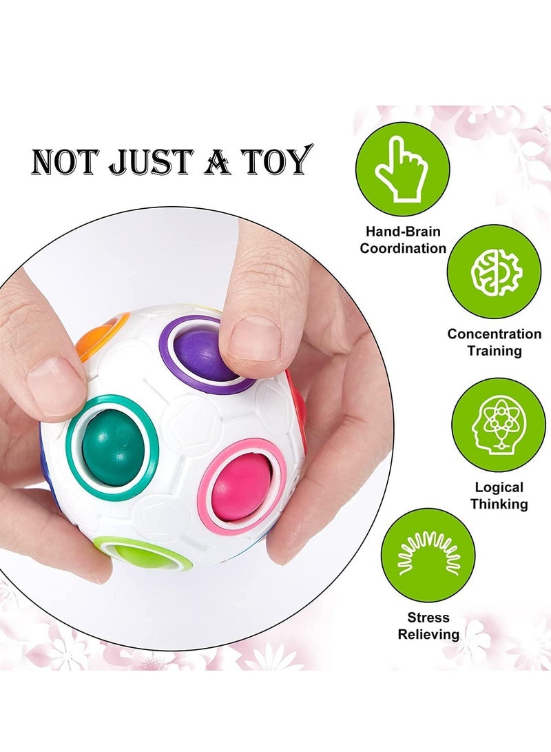 DURKU 2 Sets Magic Rainbow Ball, Fidget Toy Stress Reliever Magic Ball Brain Teaser, Color-Matching Game, Educational Toy For Kids & Adults, White - Image 4