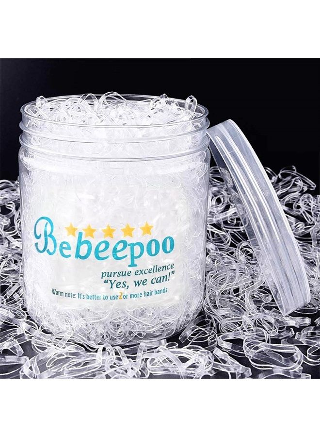 BEBEEPOO أربطة شعر مرنة شفافة، BEBEEPOO 2500 قطعة أربطة مطاطية صغيرة للشعر مع صندوق، أربطة شعر مرنة ناعمة بعرض 2 مم وطول 30 مم - أربطة شعر - قوية - قابلة لإعادة الاستخدام - Image 1