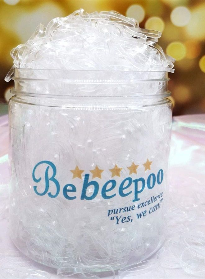 BEBEEPOO أربطة شعر مرنة شفافة، BEBEEPOO 2500 قطعة أربطة مطاطية صغيرة للشعر مع صندوق، أربطة شعر مرنة ناعمة بعرض 2 مم وطول 30 مم - أربطة شعر - قوية - قابلة لإعادة الاستخدام - Image 5