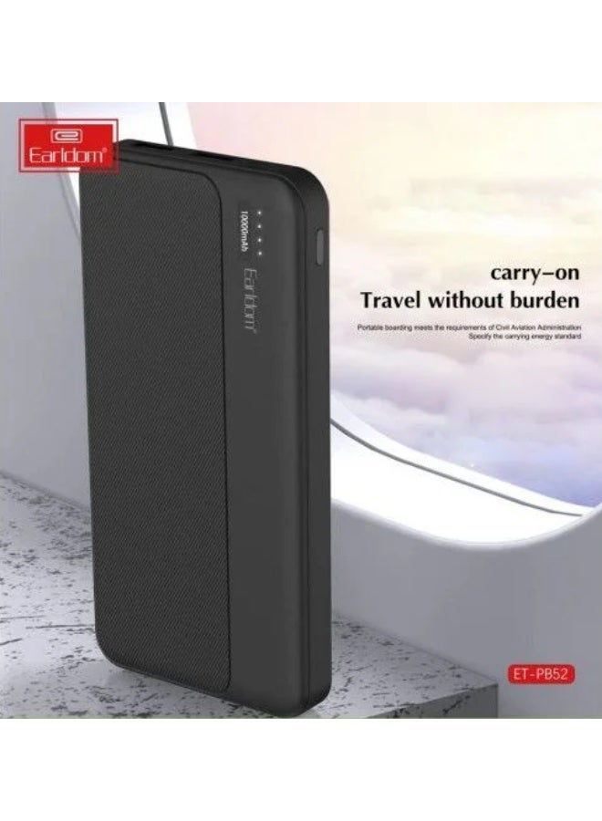 Power Bank Charging 10000mAh PB54 Fast with Dual USB Type-A, USB Type-C, Micro, LED Digital Display, Portable Travel Power Bank Charger, (Model PB54)