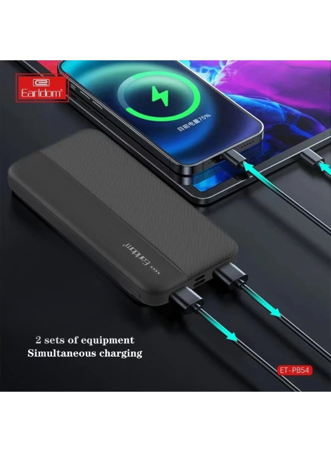 Power Bank Charging 10000mAh PB54 Fast with Dual USB Type-A, USB Type-C, Micro, LED Digital Display, Portable Travel Power Bank Charger, (Model PB54)
