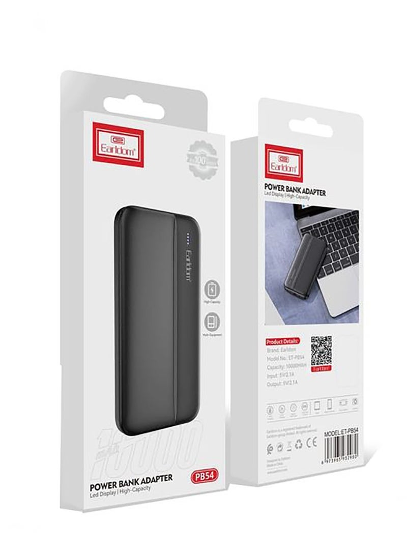 Power Bank Charging 10000mAh PB54 Fast with Dual USB Type-A, USB Type-C, Micro, LED Digital Display, Portable Travel Power Bank Charger, (Model PB54)