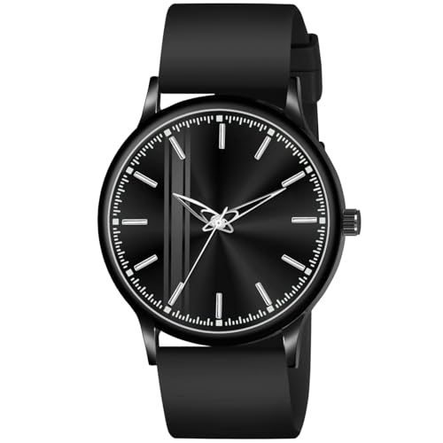 Acnos Silicone Strap Analog Wrist Watch for Men (Black) - Image 3