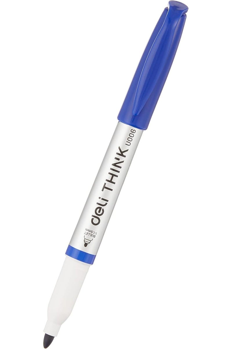 Deli Dry Erase Marker Bullet Pen Whiteboard Marker, Blue Color 12 pcs - Image 1
