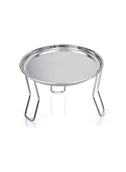 QUALIZA QUALIZA Stainless Steel Chrome Plated Fancy Water Matka and Pot Stand with dish Plate Matka Stand Pot Stand Matka rack For kitchen 