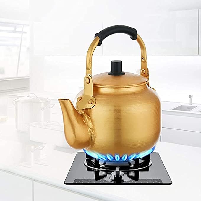 TAJ Yellow Kettle 3L Stove Top Tea Kettle Golden Kettle Karak Tea Kettle Camping Kettle Coffee Kettle Aluminium Kettle Pot Ideal For Home Office Camping Tea Kettle  Hotel 3 Litre - Image 3