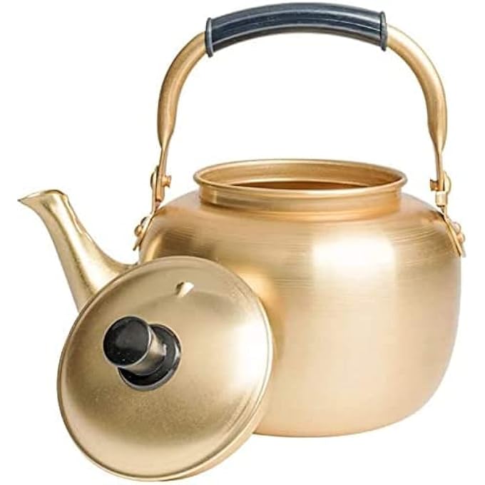 TAJ Yellow Kettle 3L Stove Top Tea Kettle Golden Kettle Karak Tea Kettle Camping Kettle Coffee Kettle Aluminium Kettle Pot Ideal For Home Office Camping Tea Kettle  Hotel 3 Litre - Image 1