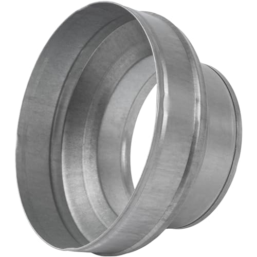 ECOPRO VENT محول مجرى دائري من الفولاذ المجلفن بحجم 8" إلى 6" - موصل أنابيب متزايد ومخفض - محول تصريف ونفايات وتهوية - وصلة تقليل أنبوب معدني - Image 3