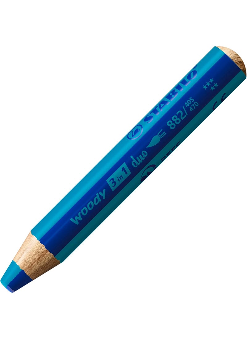 STABILO STABILO Multitalented Pencil woody 3in1 duo  Single Pencil  Ultramarine BlueTurquoise  - Image 1
