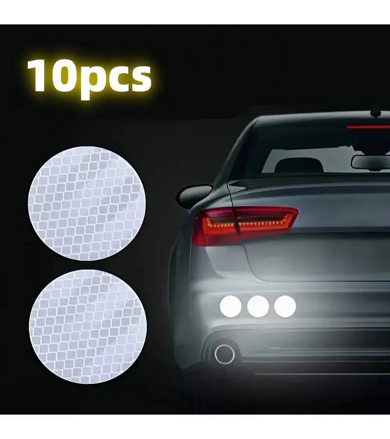 Yellow 10 Pack Round Reflective Diamond Stickers for Cars 300M Visibility - Image 4