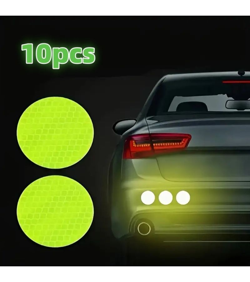 Yellow 10 Pack Round Reflective Diamond Stickers for Cars 300M Visibility - Image 5