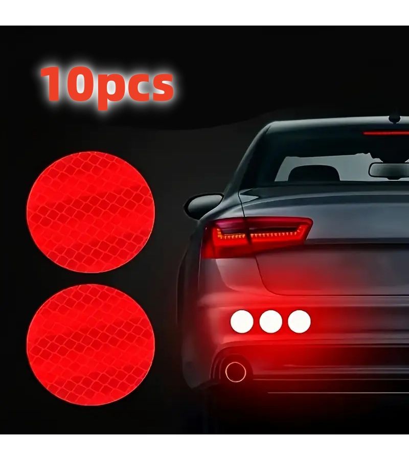 Yellow 10 Pack Round Reflective Diamond Stickers for Cars 300M Visibility - Image 1