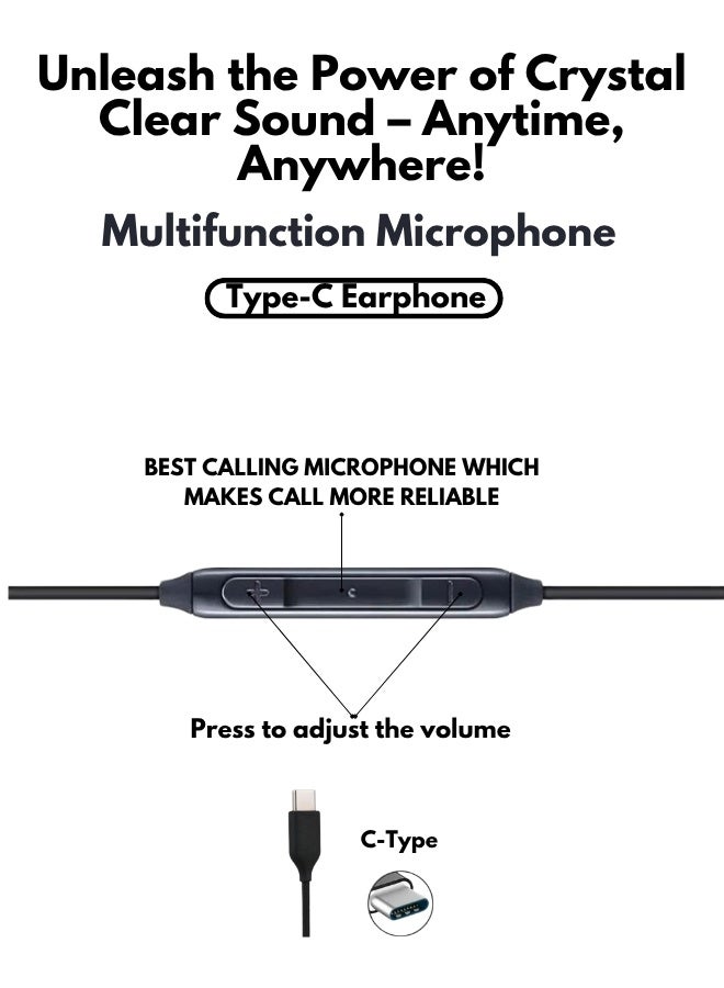 Type-C In Ear Headphones with Microphone USB-C Wired Earphones Elegant Black - Image 2