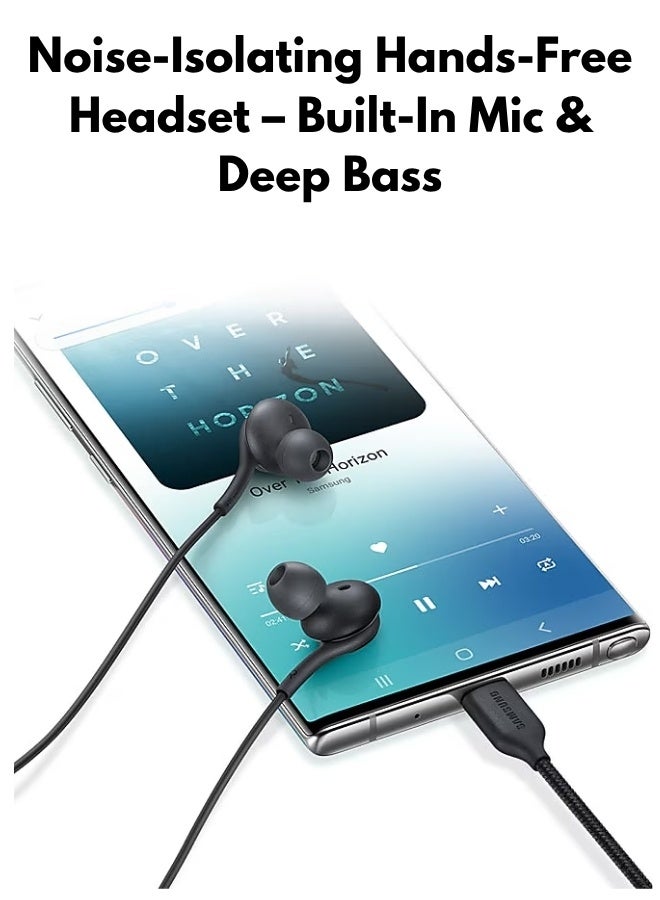 Type-C In Ear Headphones with Microphone USB-C Wired Earphones Elegant Black - Image 5