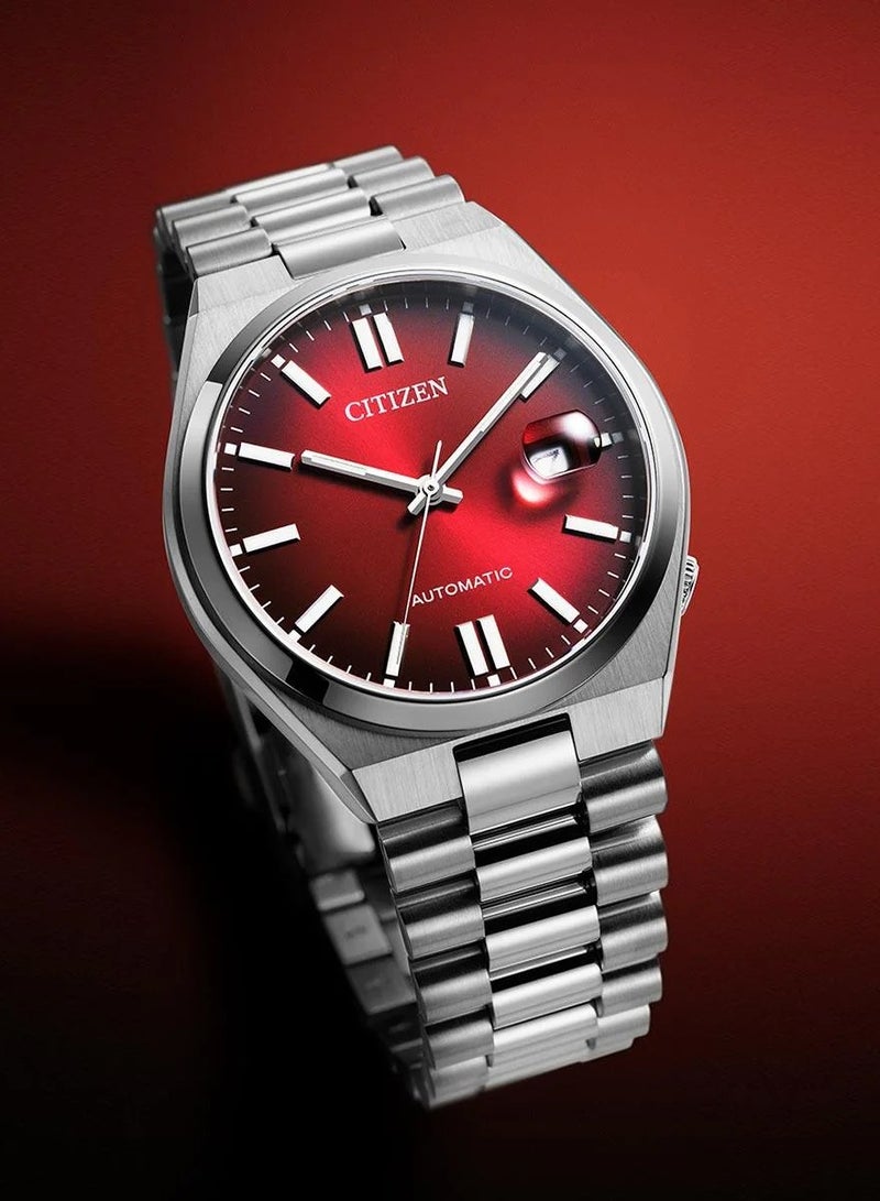سيتيزن ساعة تسويوسا أوتوماتيكية للرجال بمينا أحمر من الفولاذ المقاوم للصدأ - NJ0150-56W - Image 4