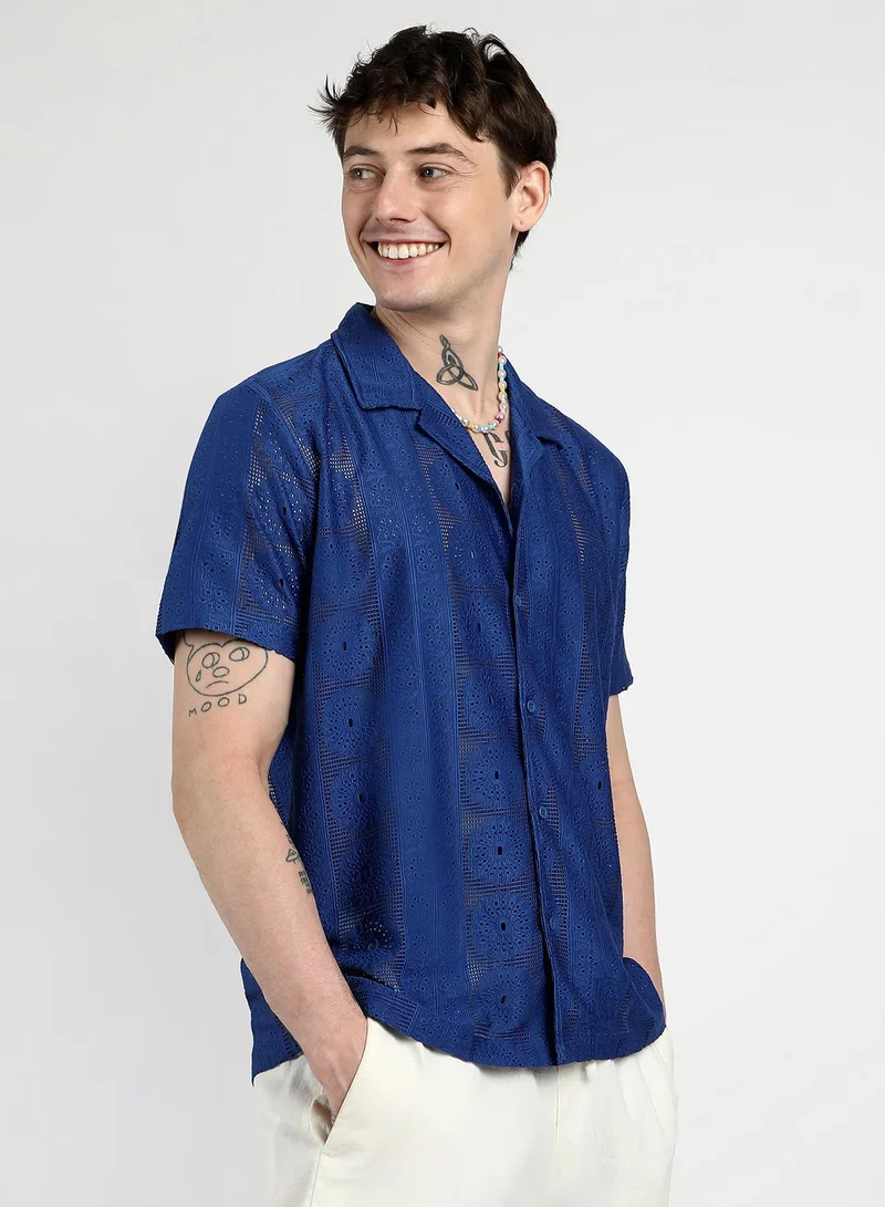 CAHOOT  Men's Indigo Blue Mandala Shirt for Men | Best Price UAE