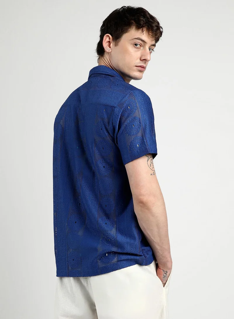 CAHOOT  Men's Indigo Blue Mandala Shirt for Men | Best Price UAE