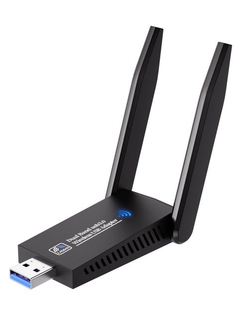 AC1300 USB WiFi Adapter for Desktop PC, Dual Band USB WiFi 1300Mbps High Speed Wireless Network Adapter 5GHz/2.4GHz USB 3.0 with High-Gain Antennas Compatible with Windows 11/10/8/7 macOS 10.9-10.15