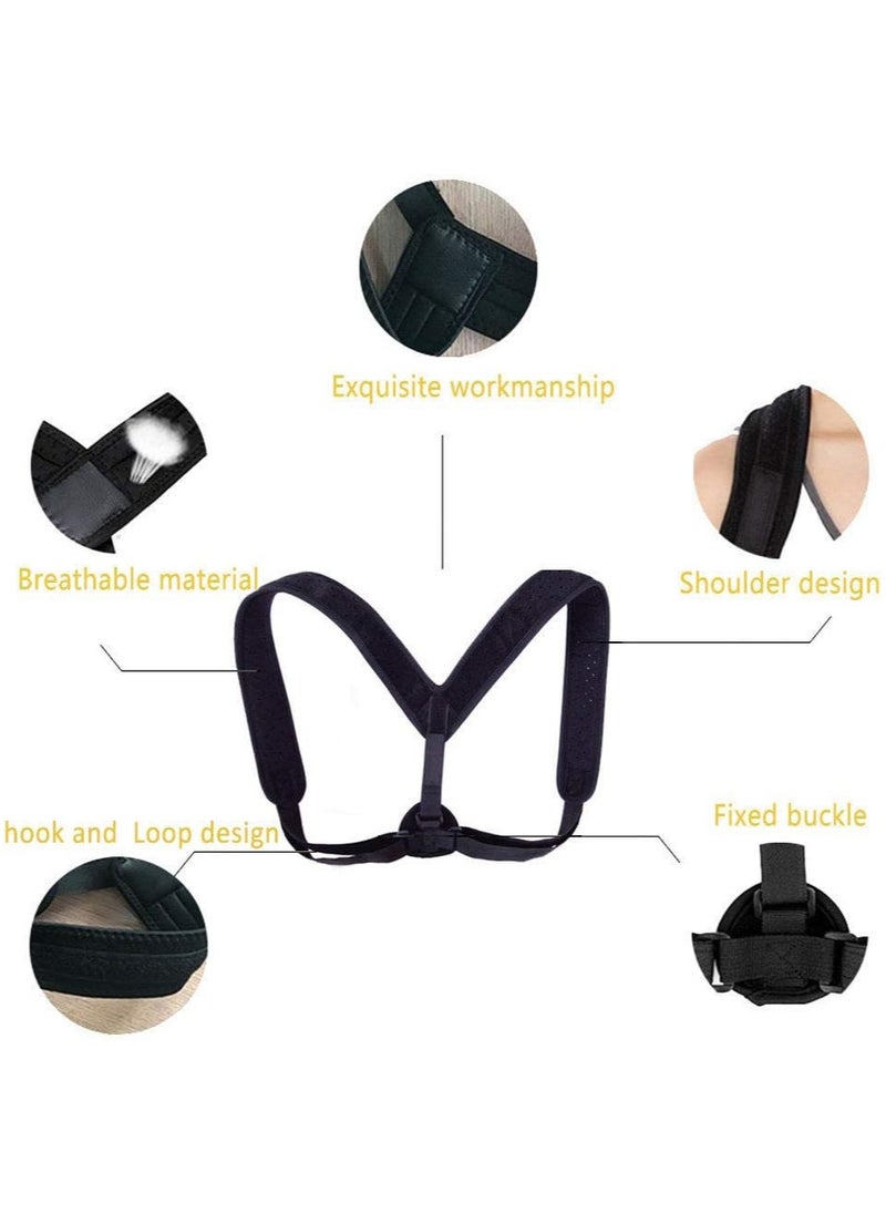 ELIKLIV - Posture corrector, adjustable hump correction strap for spine and clavicle support to improve posture and shoulder extension (black universal) - Image 1