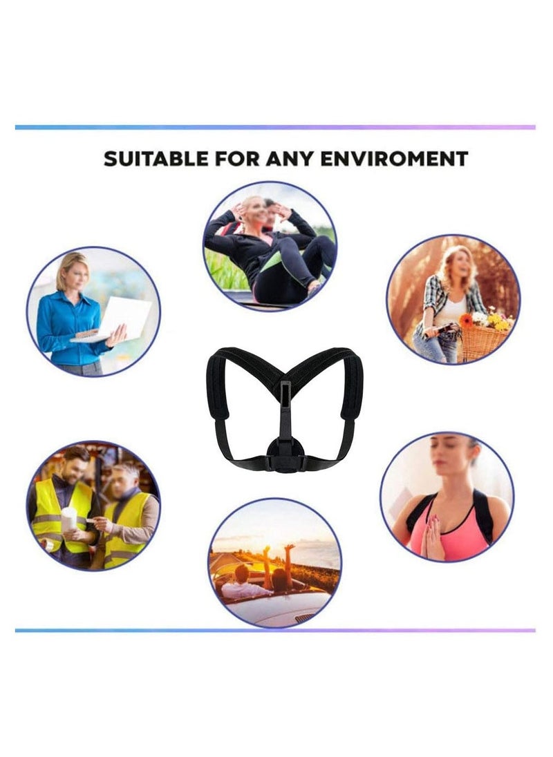 ELIKLIV - Posture corrector, adjustable hump correction strap for spine and clavicle support to improve posture and shoulder extension (black universal) - Image 1