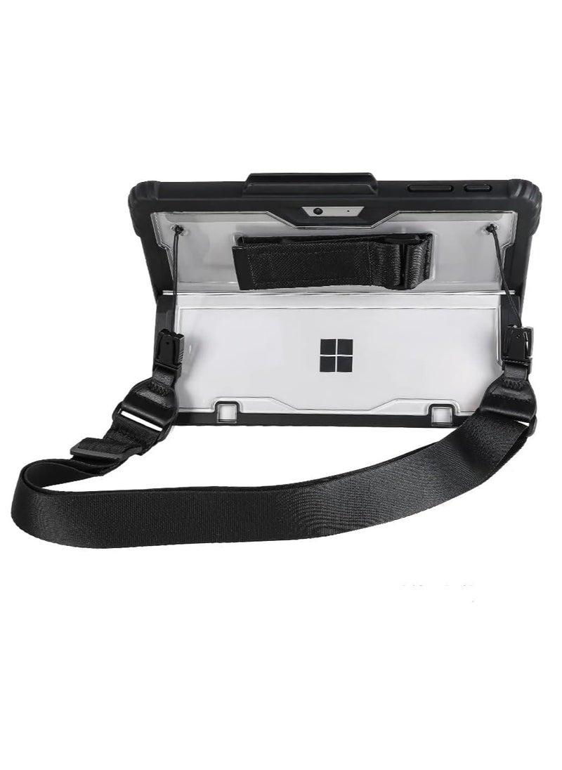 Generic Clear Case for Microsoft Surface Pro 9\10\11 2022,Heavy Duty Rugged Hard Shell Cover with Shoulder Strap & Hand Strap&Stylus Pen Holder, Compatible with Type Cover Keyboard, (Black)  - Image 1