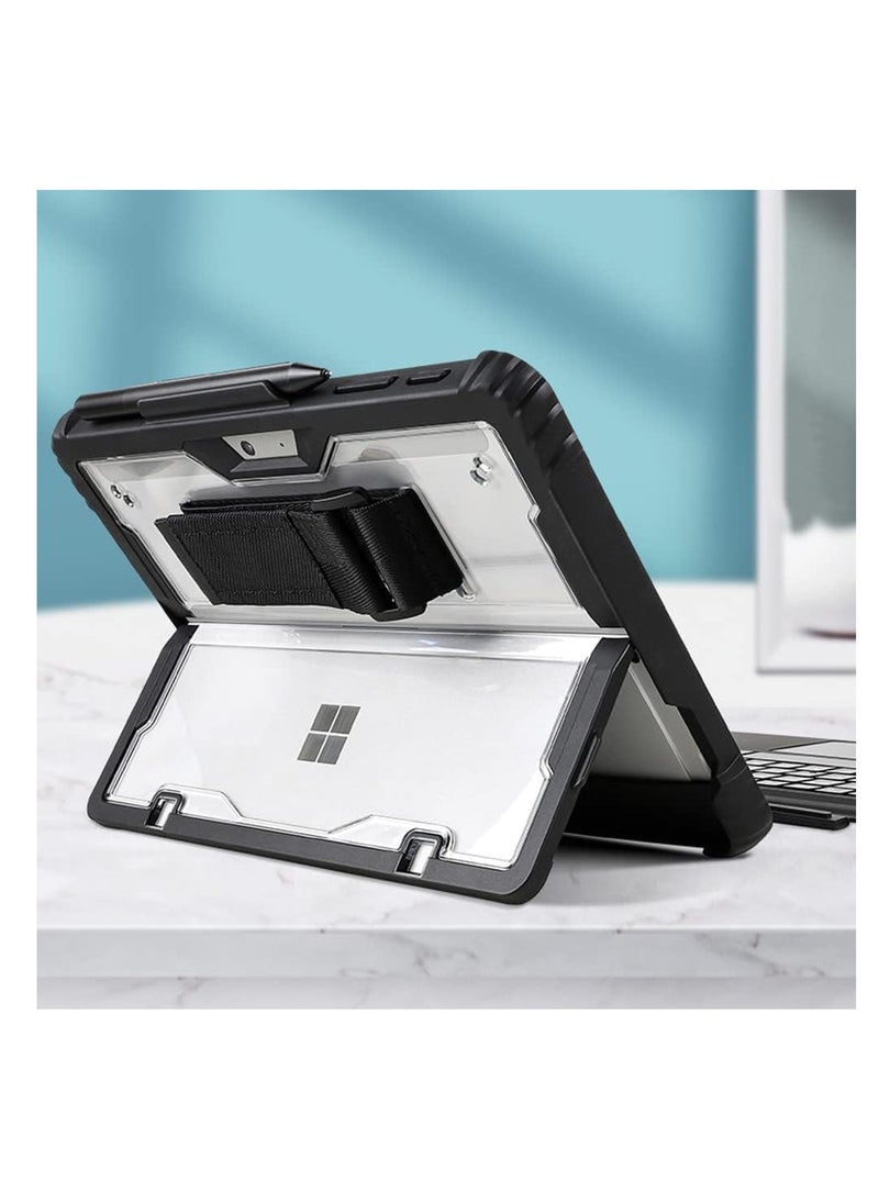 Generic Clear Case for Microsoft Surface Pro 9\10\11 2022,Heavy Duty Rugged Hard Shell Cover with Shoulder Strap & Hand Strap&Stylus Pen Holder, Compatible with Type Cover Keyboard, (Black)  - Image 2