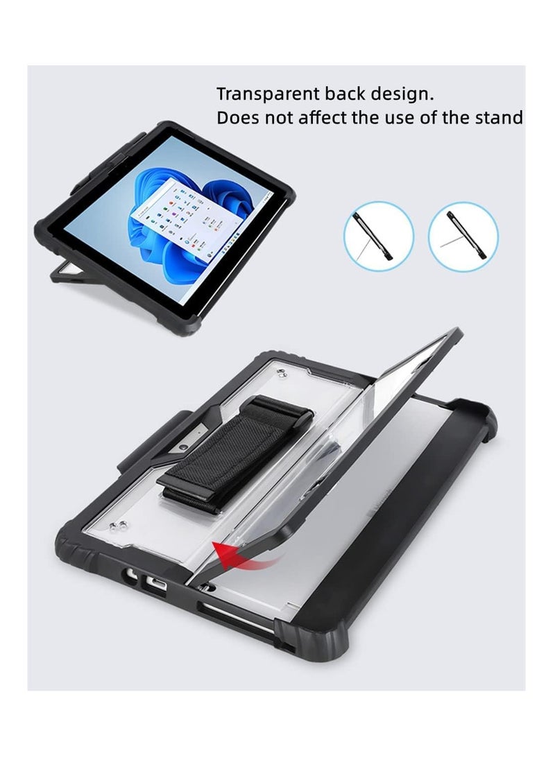 Generic Clear Case for Microsoft Surface Pro 9\10\11 2022,Heavy Duty Rugged Hard Shell Cover with Shoulder Strap & Hand Strap&Stylus Pen Holder, Compatible with Type Cover Keyboard, (Black)  - Image 3