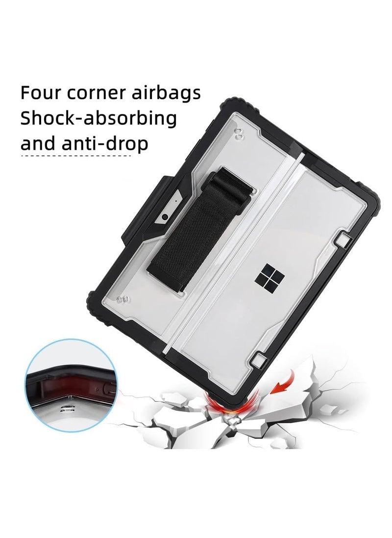 Generic Clear Case for Microsoft Surface Pro 9\10\11 2022,Heavy Duty Rugged Hard Shell Cover with Shoulder Strap & Hand Strap&Stylus Pen Holder, Compatible with Type Cover Keyboard, (Black)  - Image 5